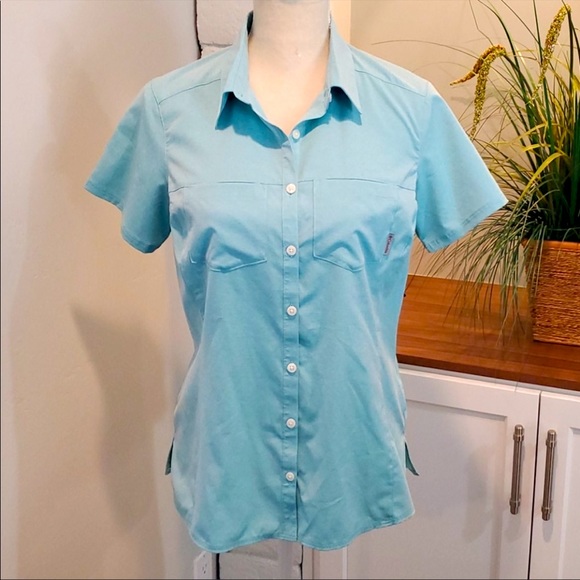 Columbia Tops - NWOT Light Blue Columbia Button Down Short Sleeve Shirt, Size S/P